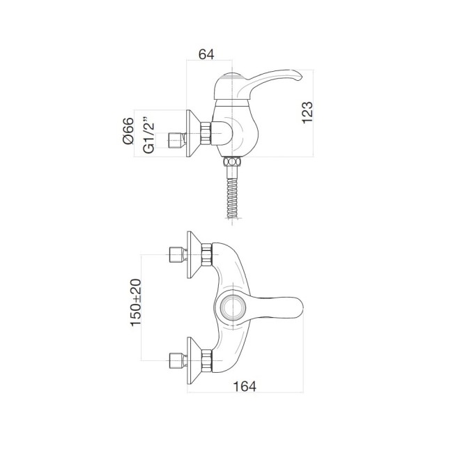 Смеситель для душа Webert Aurora AU870102017, хром/золото