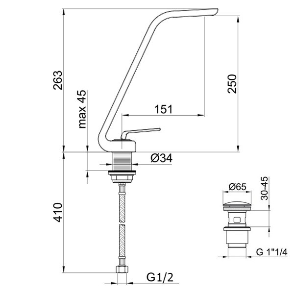 Смеситель для раковины Webert Wolo WO830402015. хром Смеситель для раковины Webert Wolo WO830402015. хром